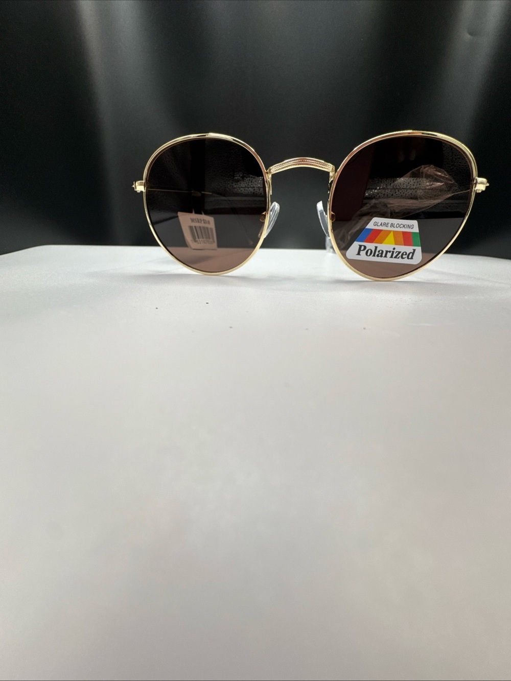 Round Polarized Sunglasses in Gold with Brown Lenses